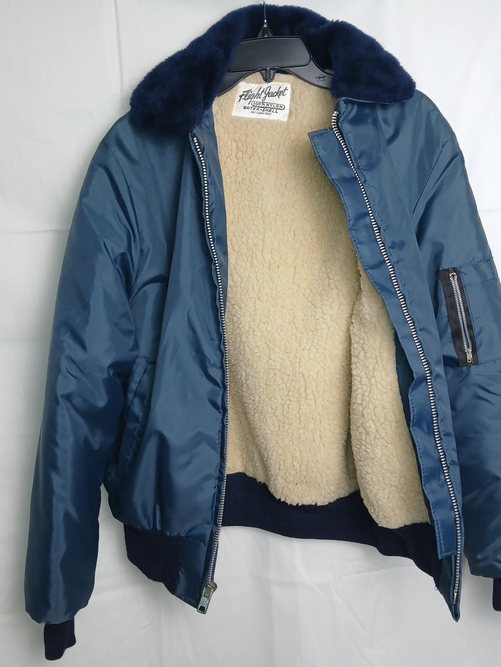 Vintage Men's Navy Blue Nylon Flight Jacket - Size Medium‎ - Picture 2 of 10